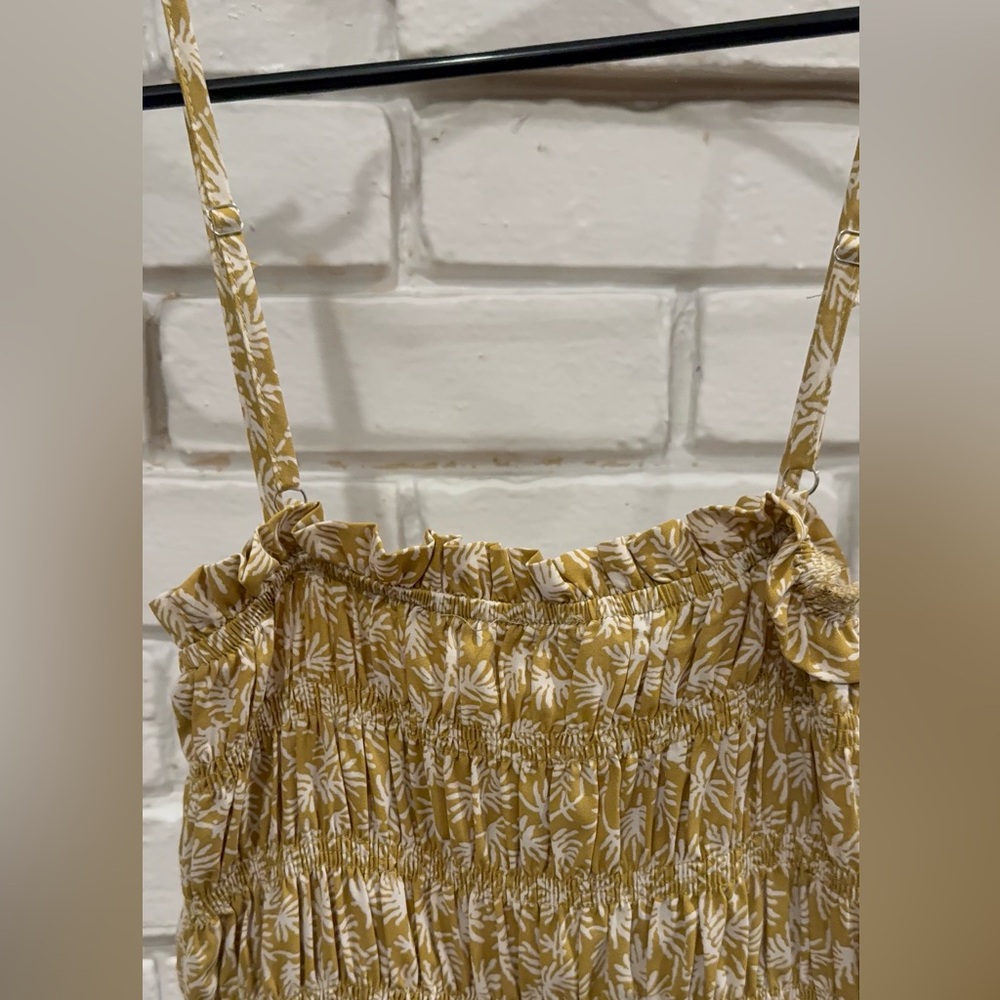 Yellow Smocked Floral Maxi Dress with Adjustable Straps - Picture 7 of 7
